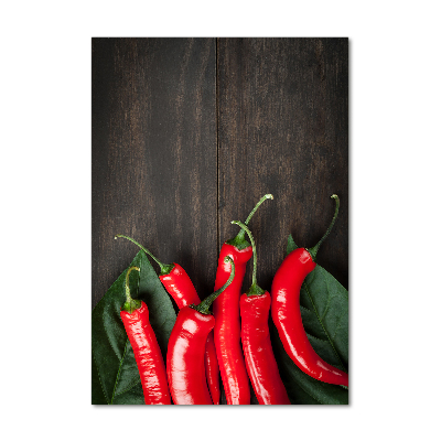 Glass picture wall art Chilli peppers