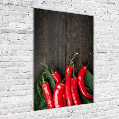 Glass picture wall art Chilli peppers