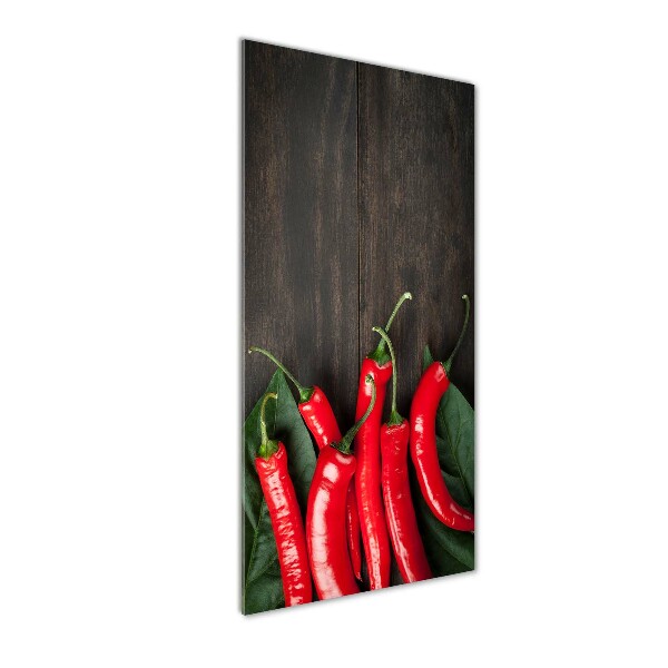 Glass picture wall art Chilli peppers