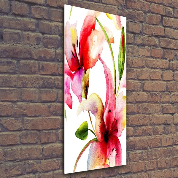 Wall art on glass Lilia flowers