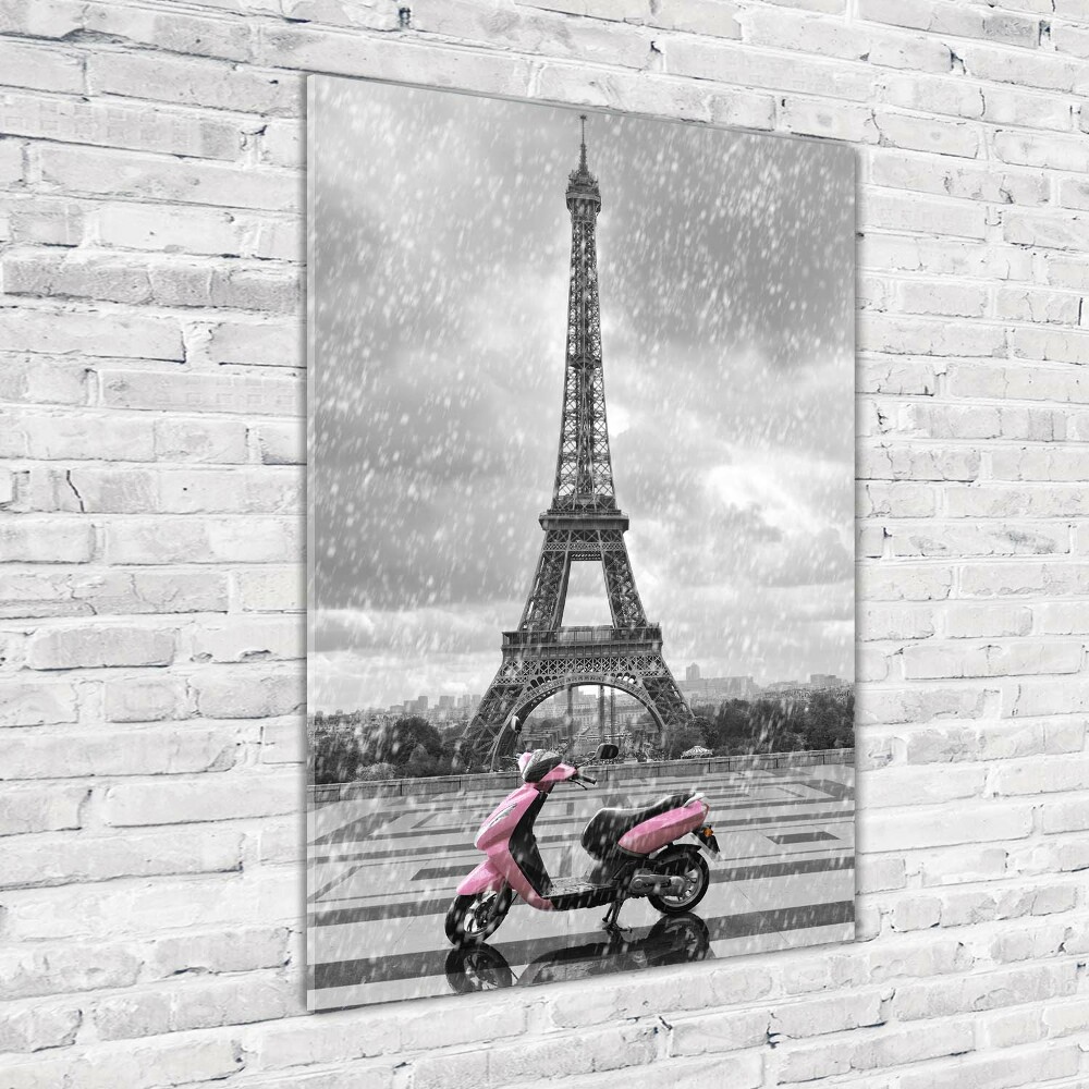 Print on a a glass Eiffel tower scooter