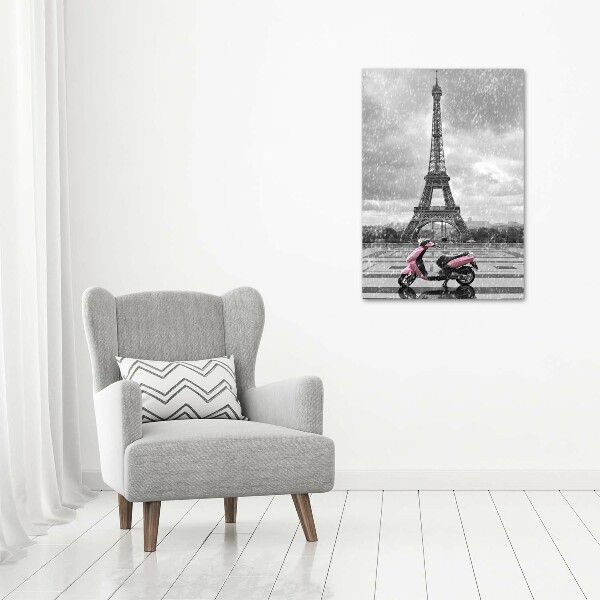 Print on a a glass Eiffel tower scooter