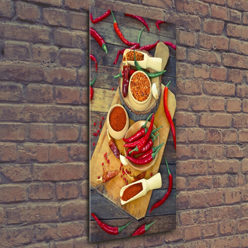 Printed glass wall art Chilli peppers