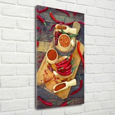 Printed glass wall art Chilli peppers