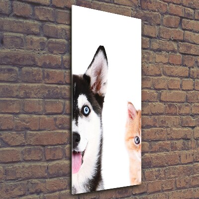 Photo printed on glass Dog and cat