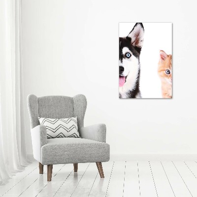 Photo printed on glass Dog and cat