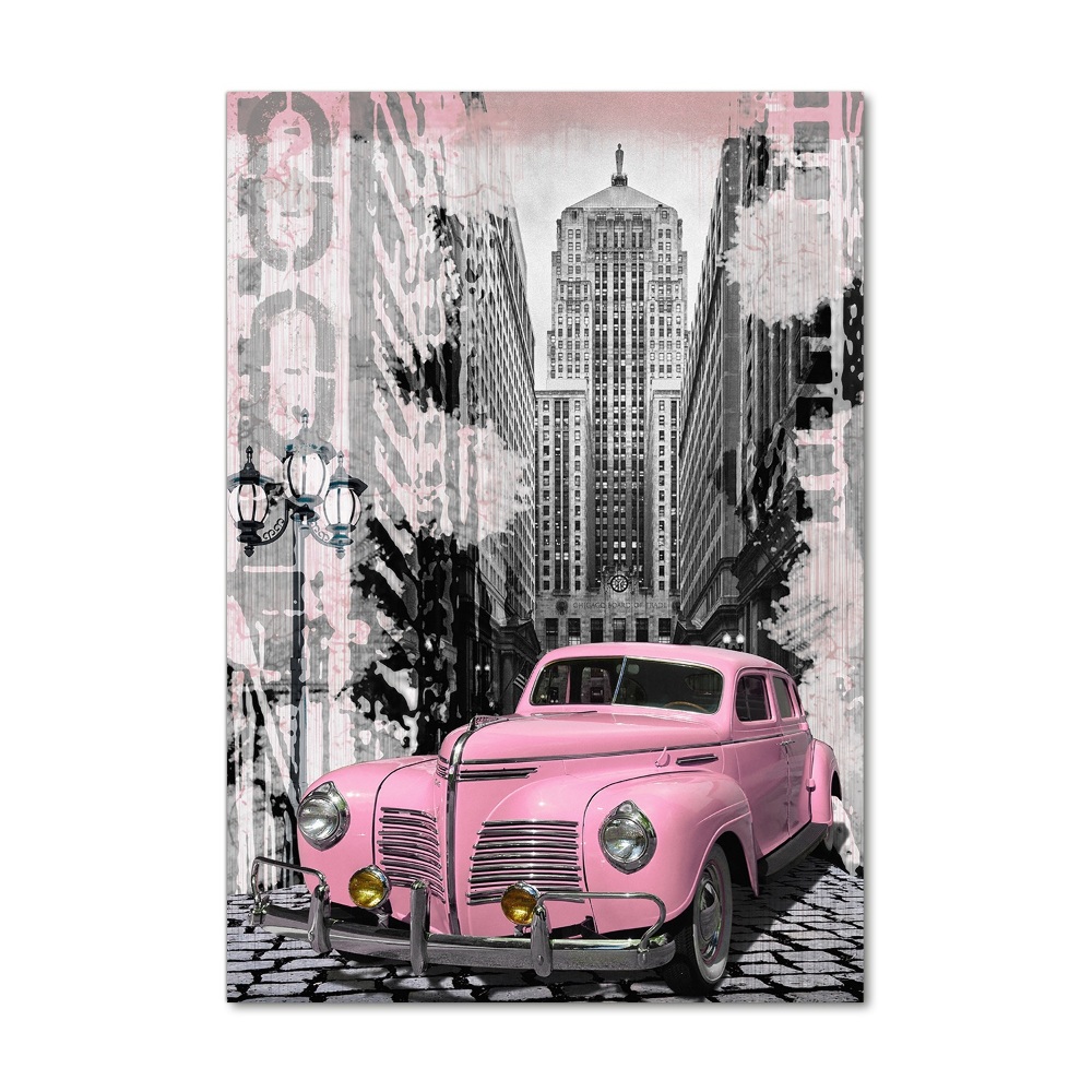 Wall art on glass Pink car