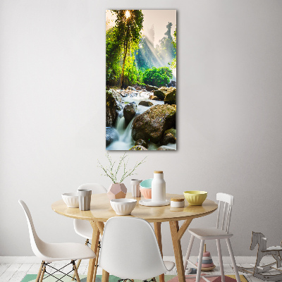 Glass wall art Waterfall in the forest