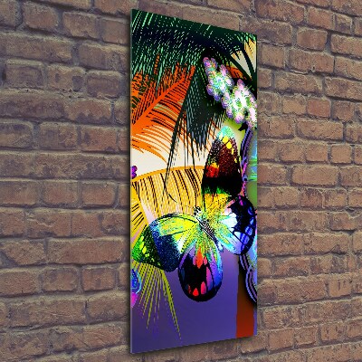 Glass wall art Colorful flowers