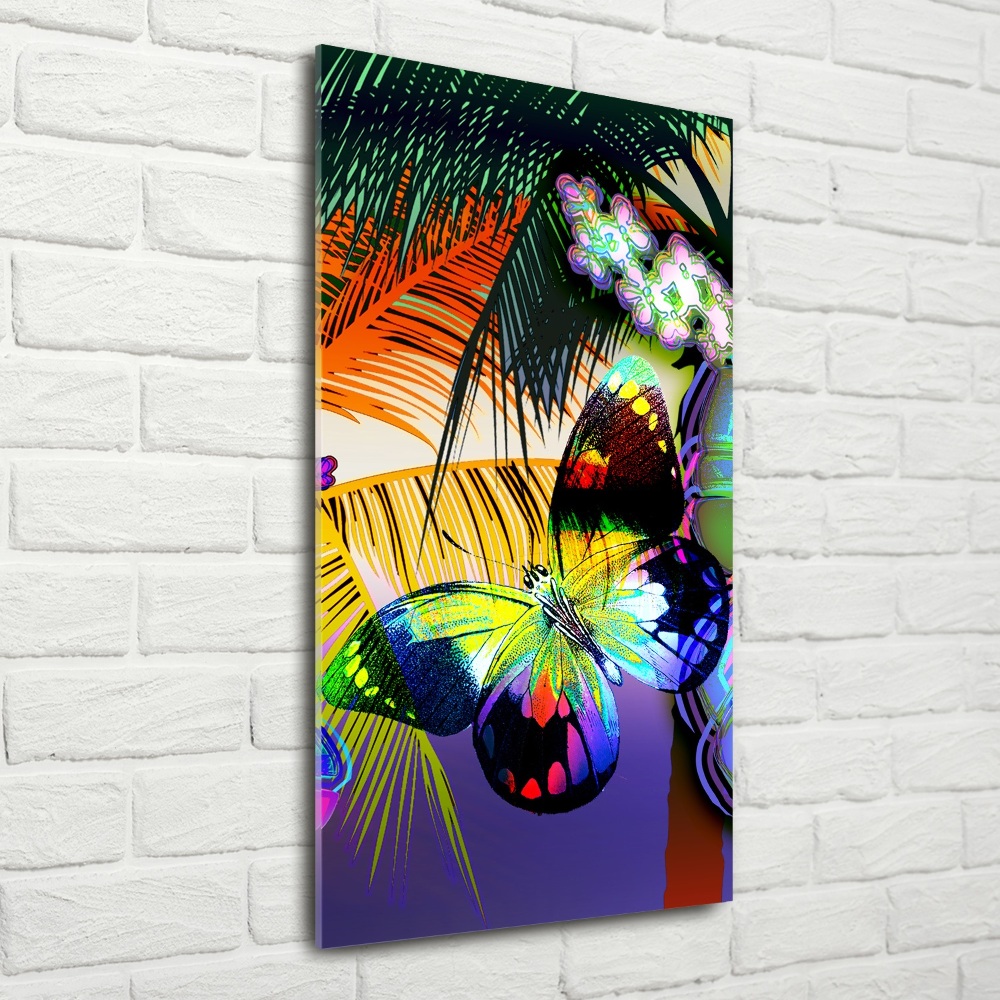 Glass wall art Colorful flowers