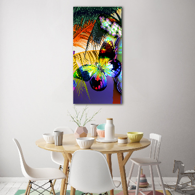 Glass wall art Colorful flowers