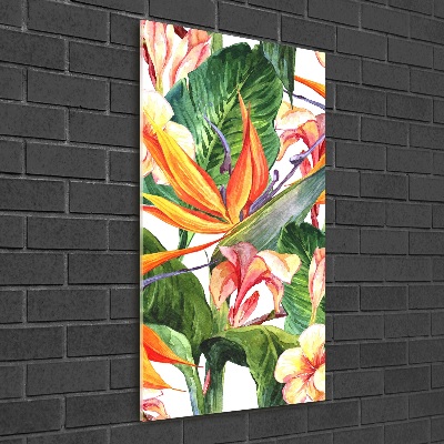 Glass wall art Hawaiian pattern