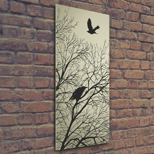 Printed glass wall art Crows