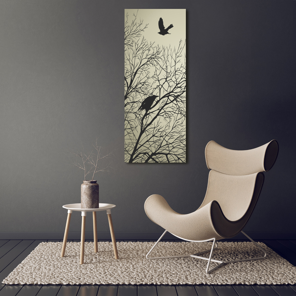 Printed glass wall art Crows