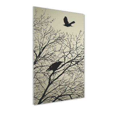 Printed glass wall art Crows