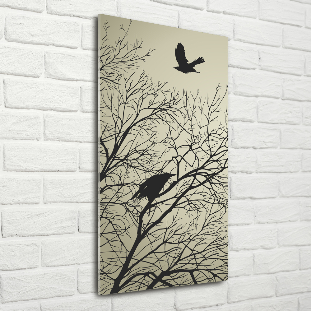 Printed glass wall art Crows