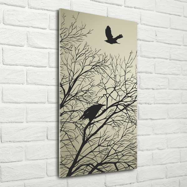 Printed glass wall art Crows