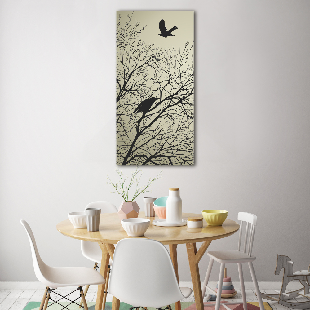 Printed glass wall art Crows