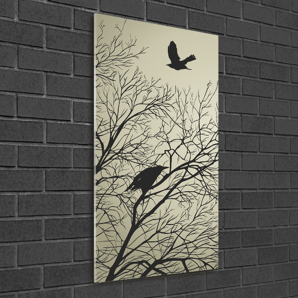 Printed glass wall art Crows