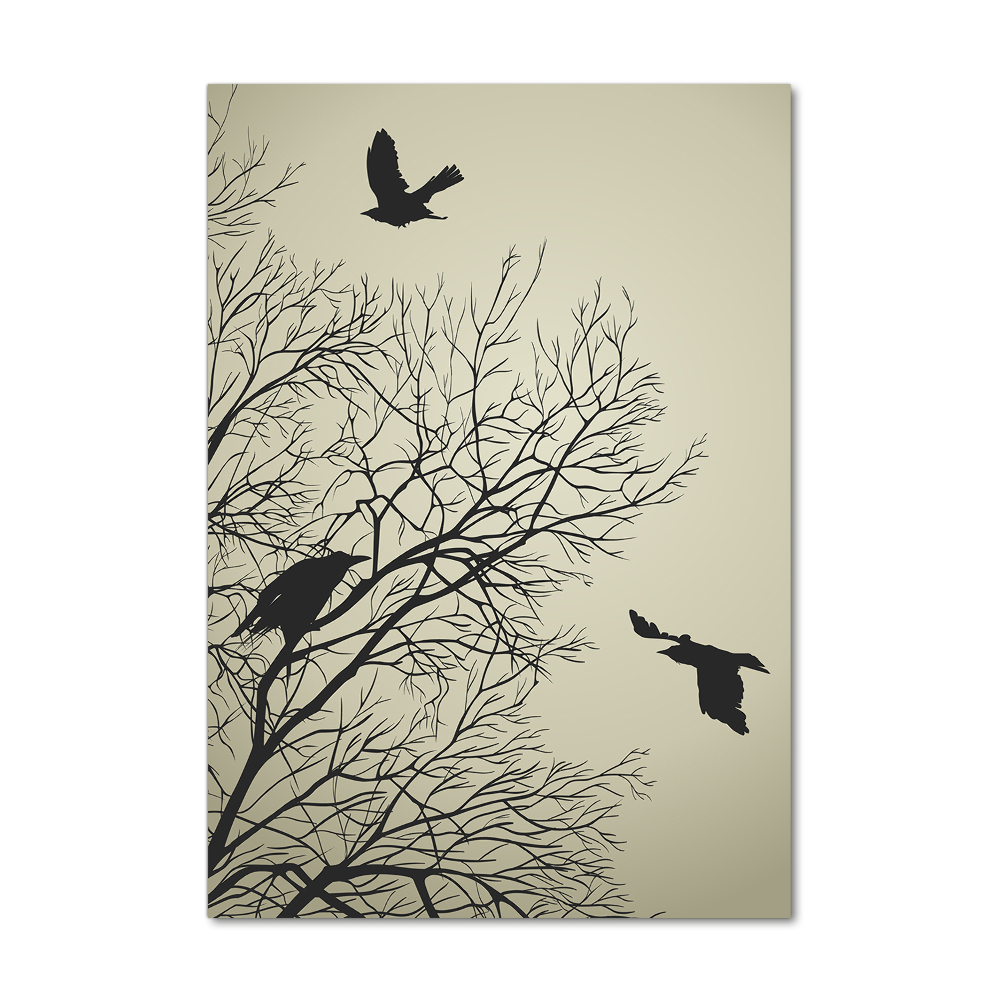 Printed glass wall art Crows