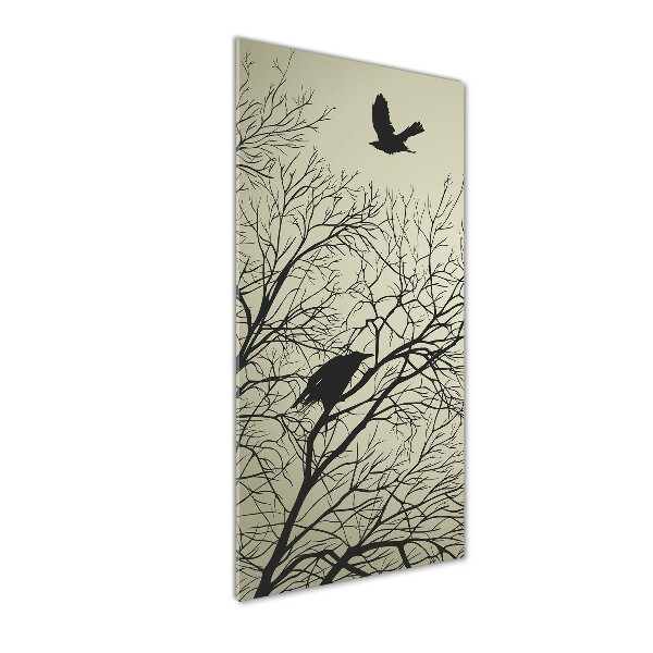 Printed glass wall art Crows