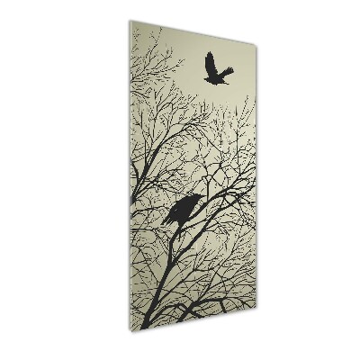 Printed glass wall art Crows