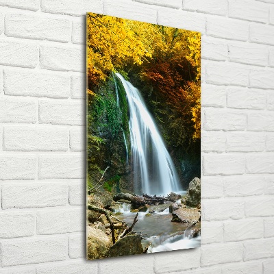 Glass wall art Waterfall in the forest