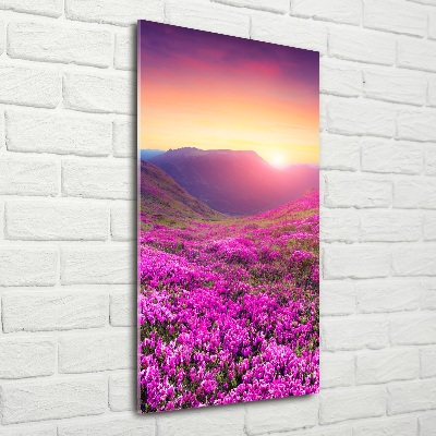 Print on a a glass Rhododendron mountains