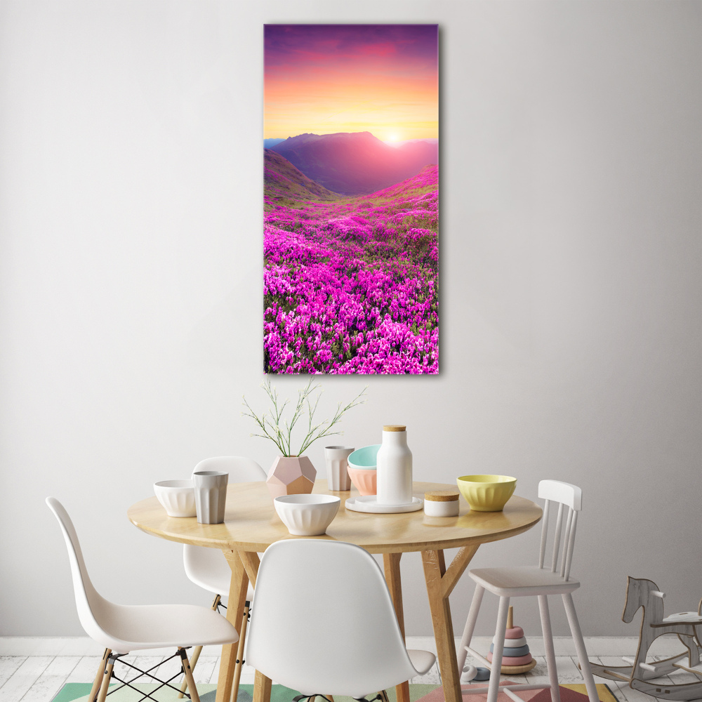 Print on a a glass Rhododendron mountains