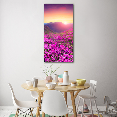 Print on a a glass Rhododendron mountains