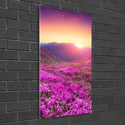 Print on a a glass Rhododendron mountains