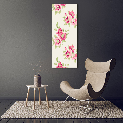 Glass wall art Pink flowers