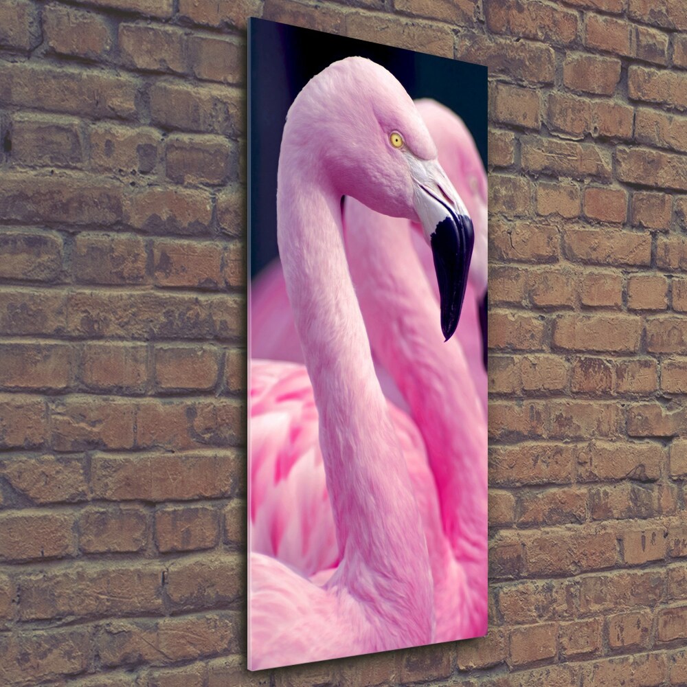 Printed glass wall art Flamingos