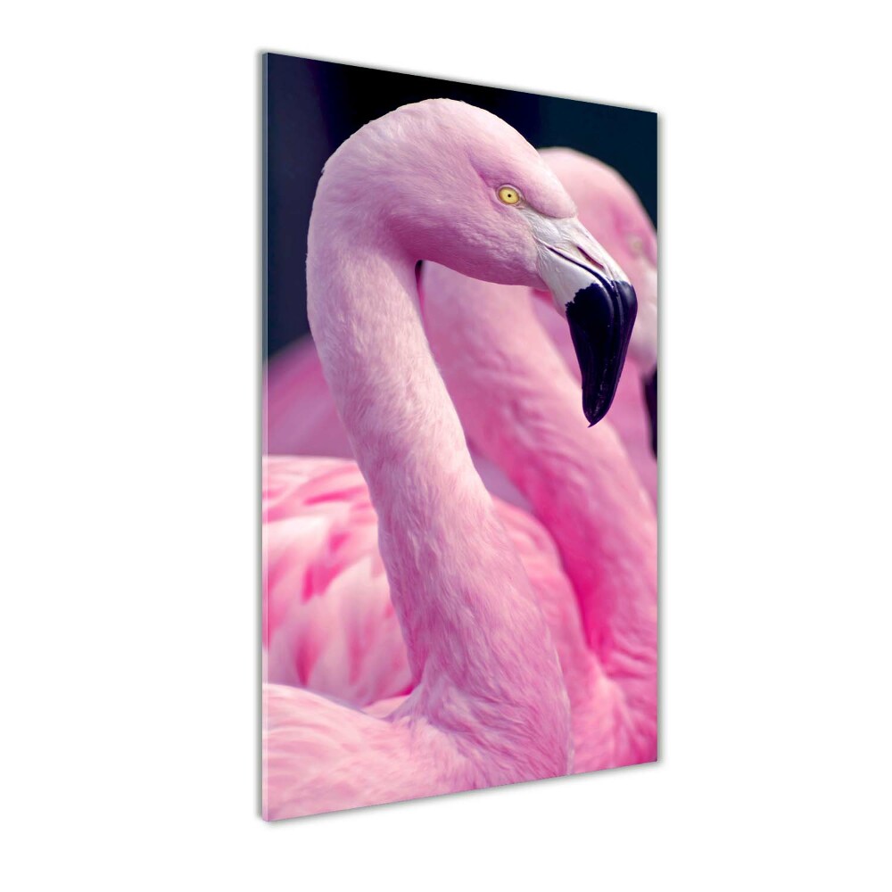 Printed glass wall art Flamingos