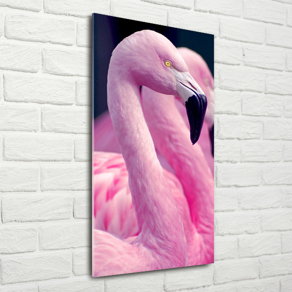 Printed glass wall art Flamingos