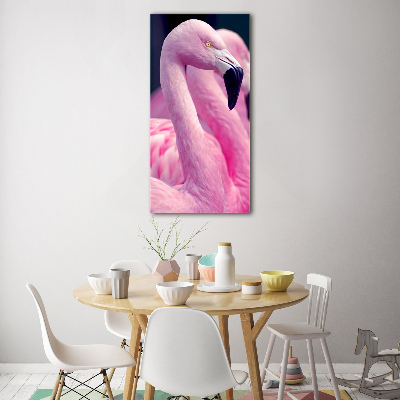 Printed glass wall art Flamingos