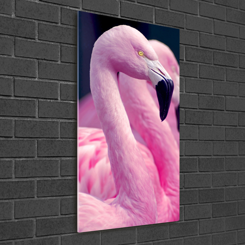 Printed glass wall art Flamingos