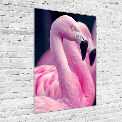 Printed glass wall art Flamingos