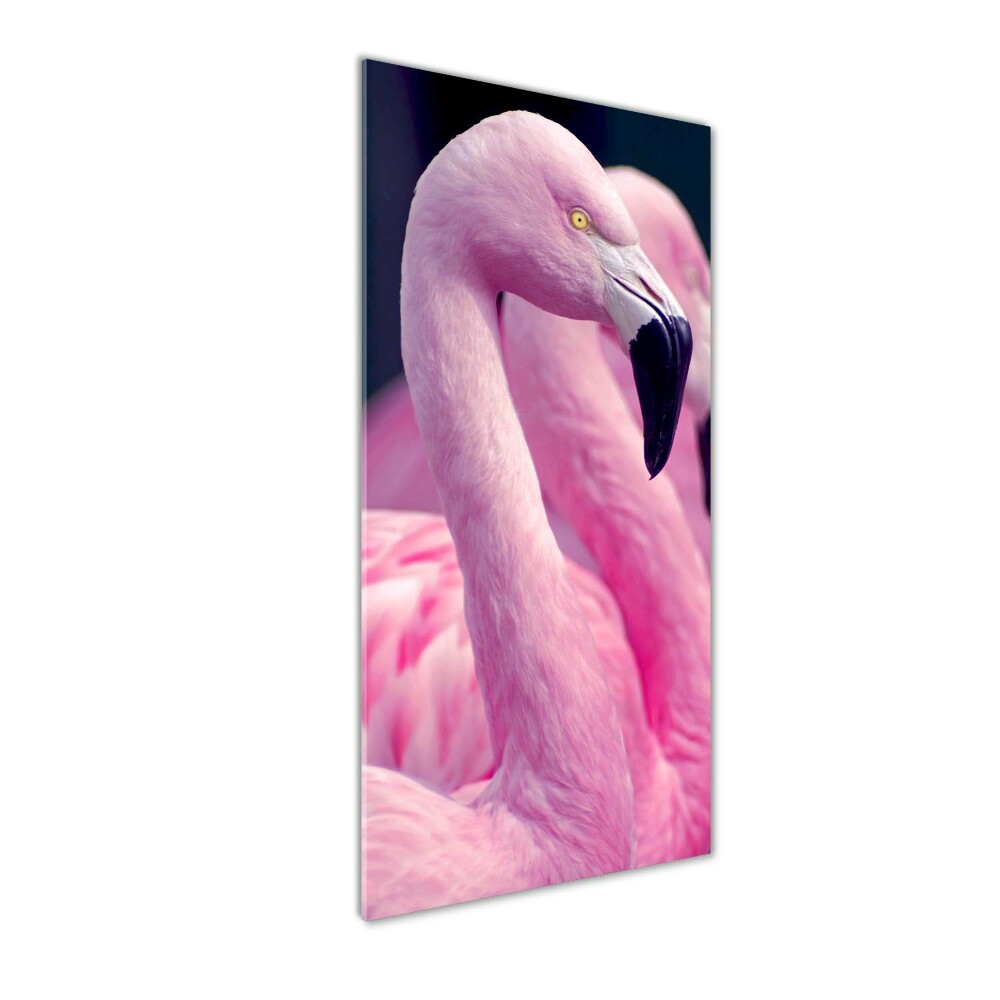 Printed glass wall art Flamingos