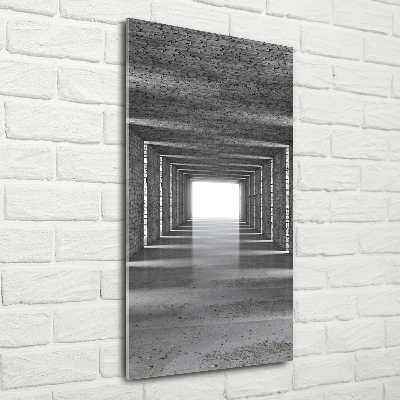 Printed glass wall art Brick tunnel