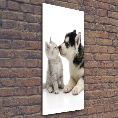 Wall art on glass Dog and cat