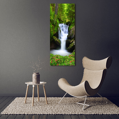 Glass art picture Waterfall in the forest