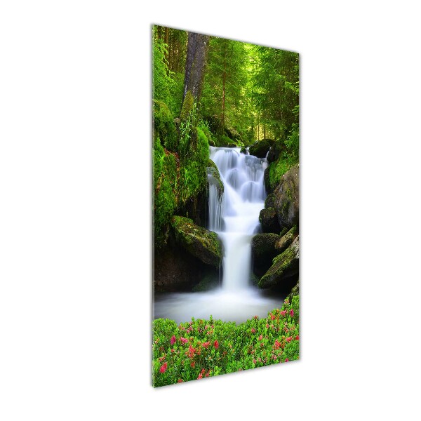 Glass art picture Waterfall in the forest