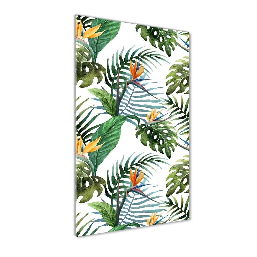 Glass wall art Tropical leaves