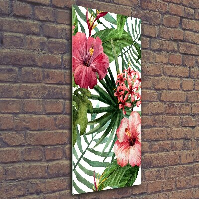 Print on a a glass Hawaiian pattern