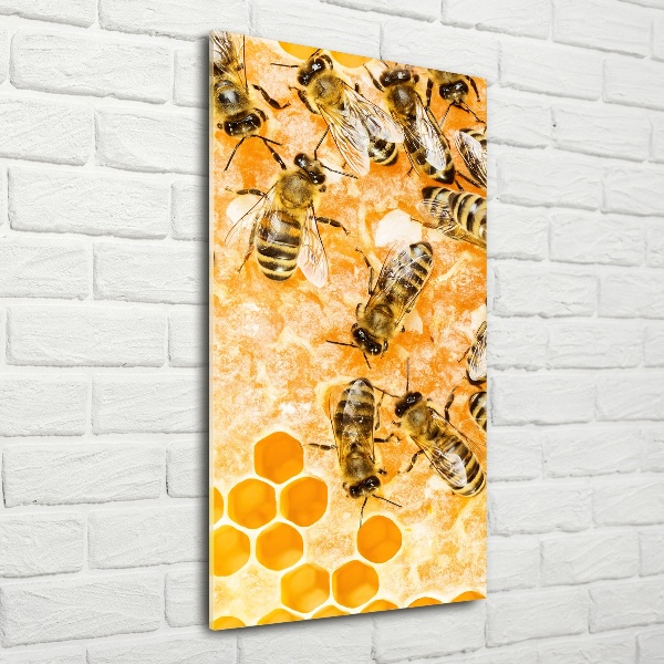 Glass wall art Working bees