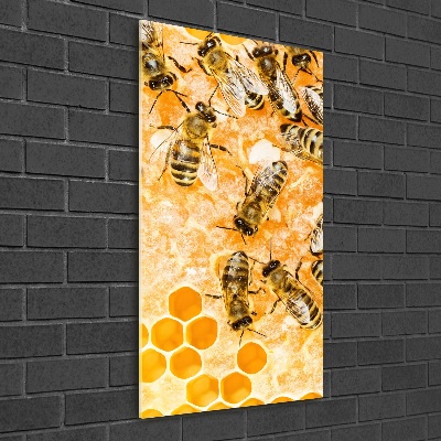 Glass wall art Working bees