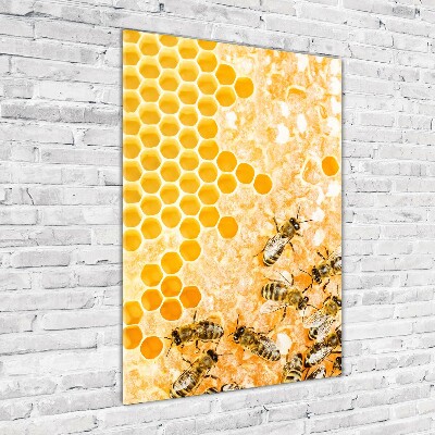 Glass wall art Working bees