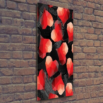 Wall art on glass Geometric hearts