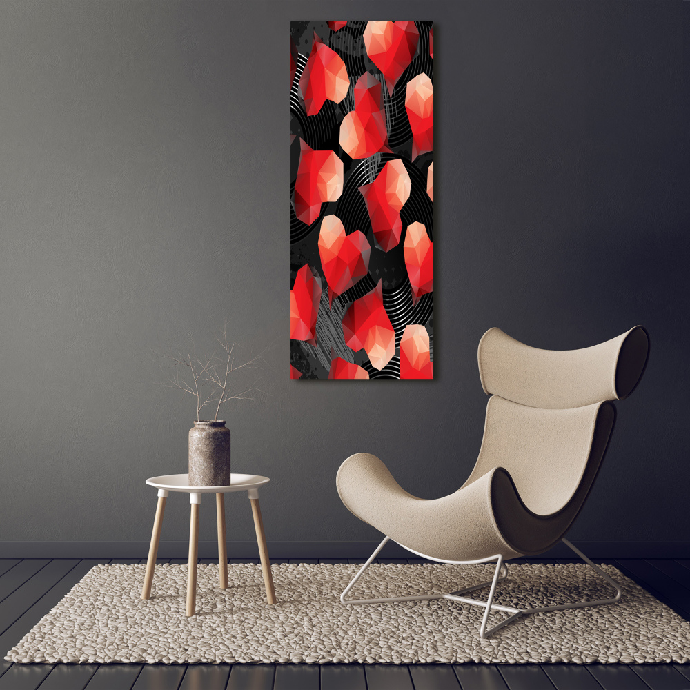 Wall art on glass Geometric hearts